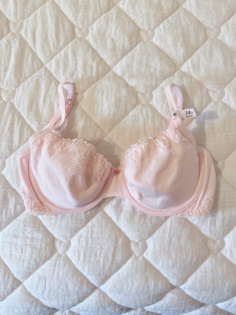 ྀིྀིྀིྀིྀི victoria’s secret cotton shadow stripe unlined demi bra angel pink